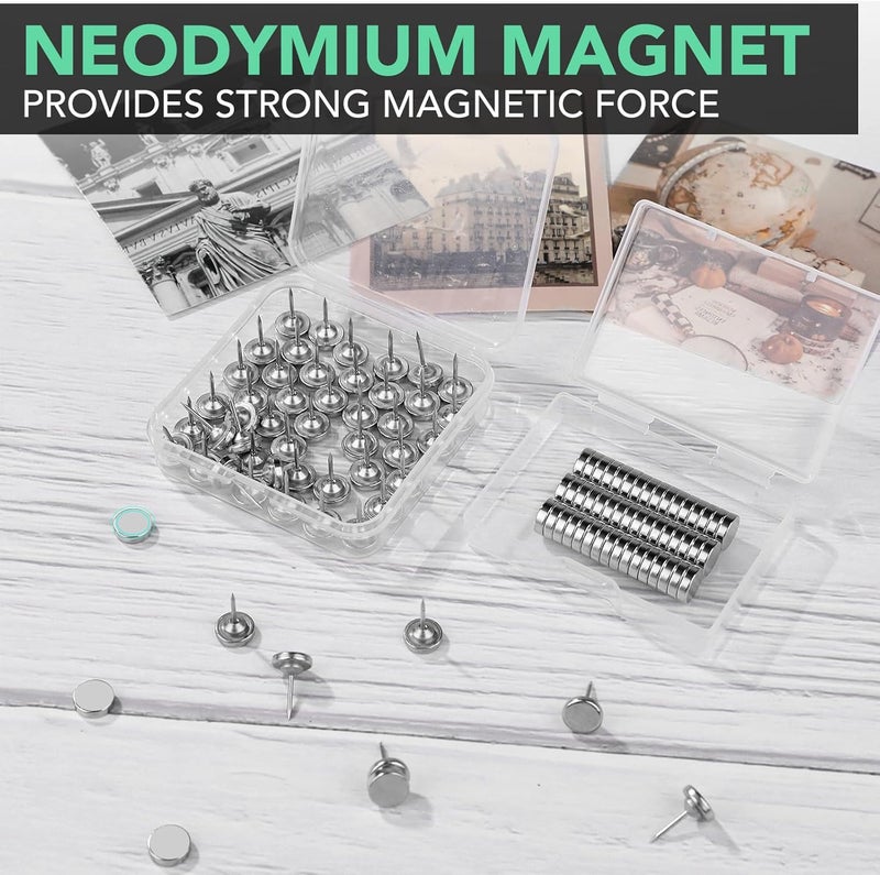 E BAVITE Magnetic Pushpins, 50 Sets Magnet Thumb Tacks for Whiteboard Wall Cork Board Bulletin Cute Decorative Push Pins Clip Magnetic Photo Poster Hanger - Image 5